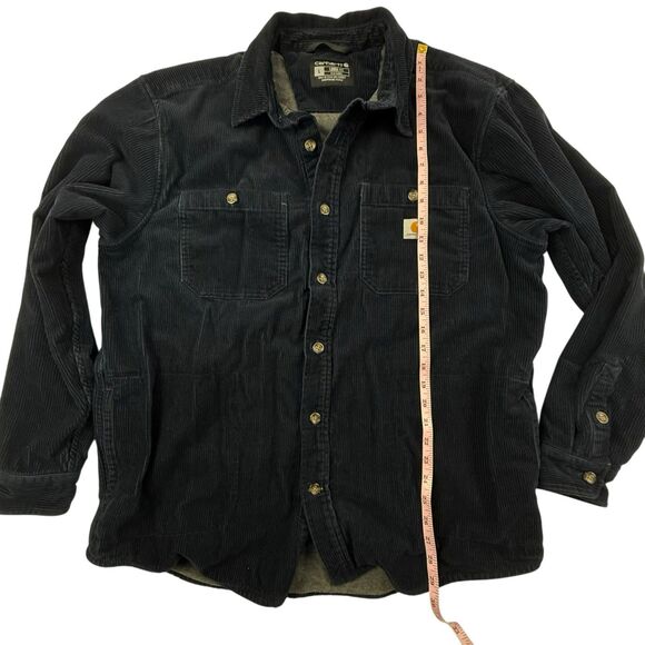 Carhartt Loose Fit Heavyweight Corduroy Jersey Lined Long Sleeve Shirt Large - Picture 10 of 12